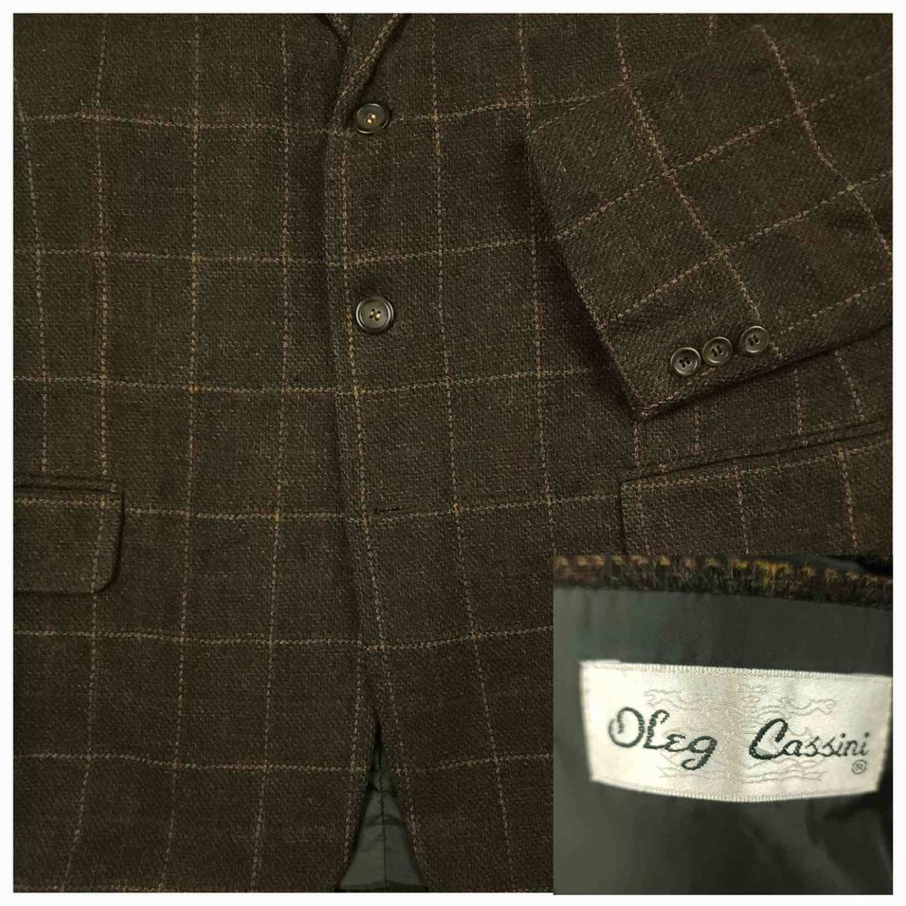 Vtg 90s Ivy Style Tweed Wool Sports Coat Mens 43S/44S Barleycorn Overcheck Olive